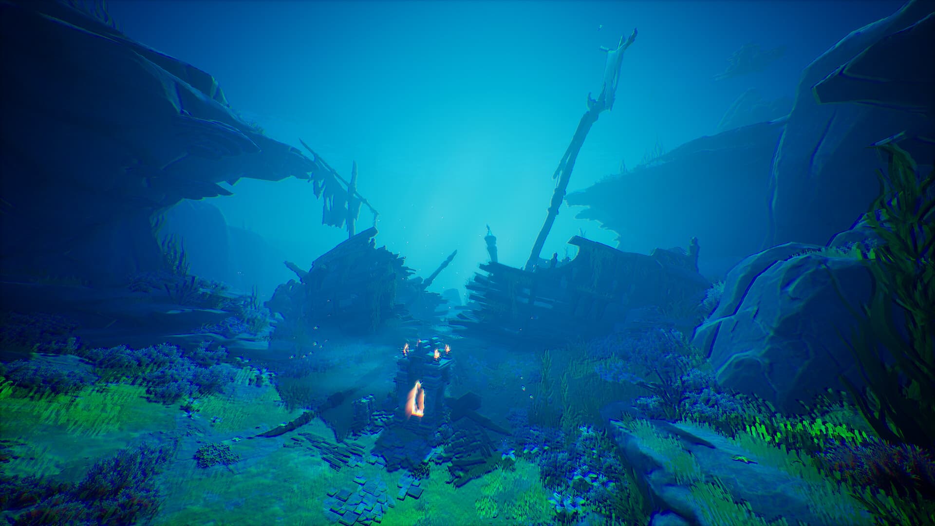 Underwater ruins in the world of DragonSword Awakening for the world map guide